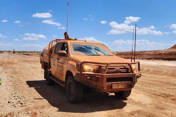 Committed PSAH service vehicle covered in red outback dust